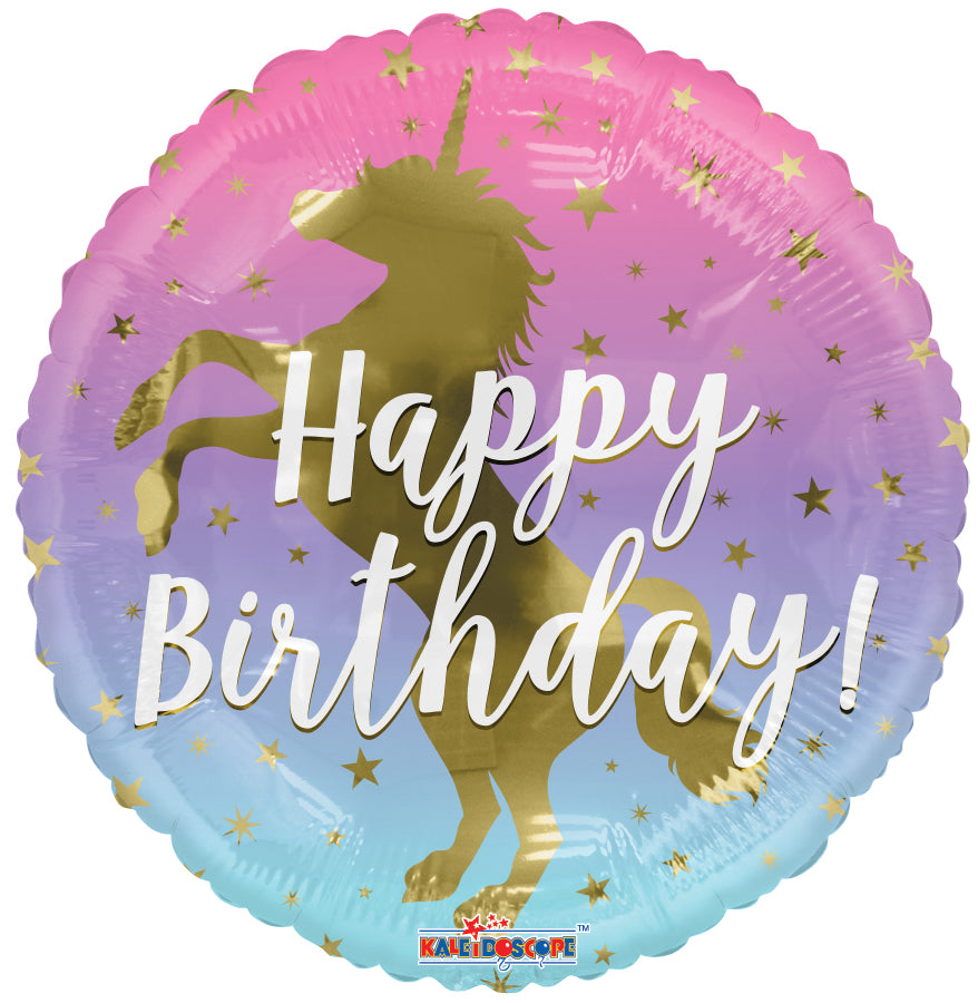 18" Birthday Unicorn Silhouette Round Foil Balloon