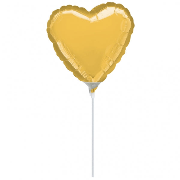 4" Airfill Only Heart Gold Heart Balloon