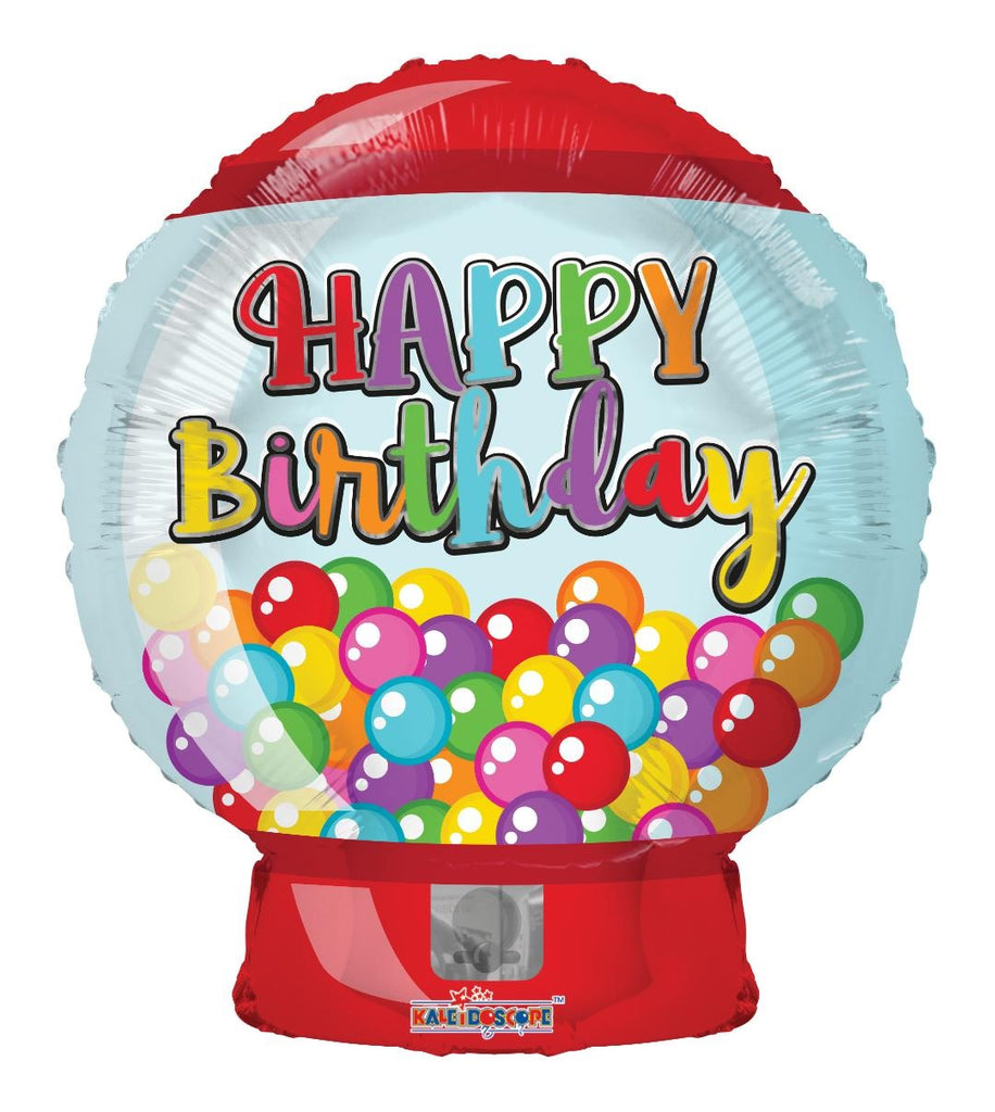18" Happy Birthday Bubble Gum Machine Foil Balloon