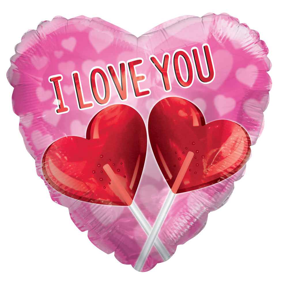 18" I Love You Lollipops Foil Balloon