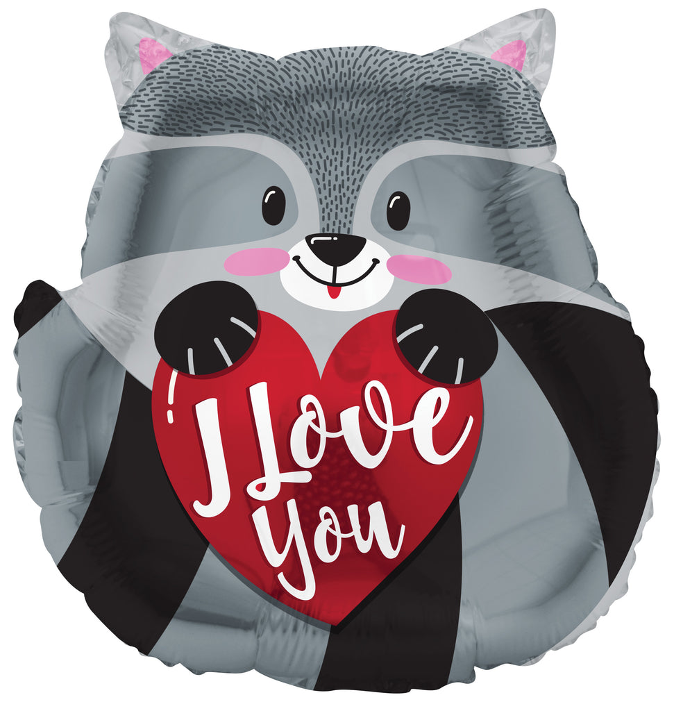 18" I Love You Raccoon Foil Balloon