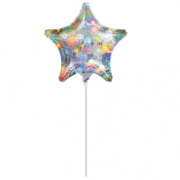 9" Airfill Only Star Holo Fireworks Star Balloon