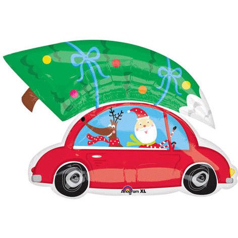 31" Santa with Tree on Car Shape Balloon