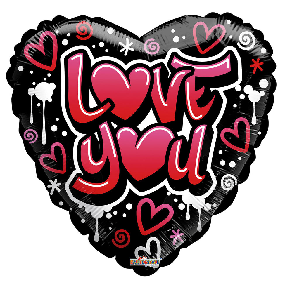 18" Love You Grafitti Gellibean Foil Balloon