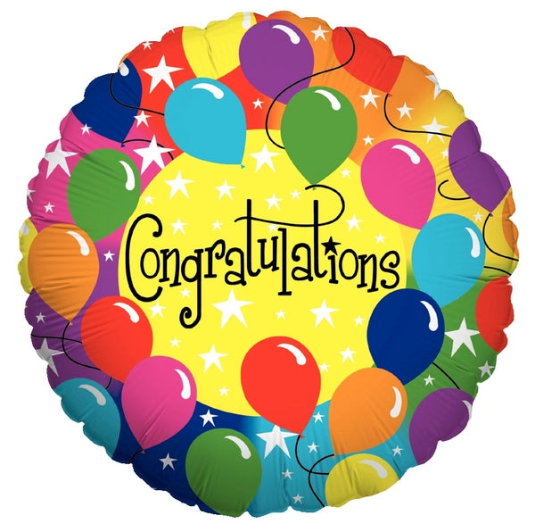 18" Congratulations Rainbow Balloon