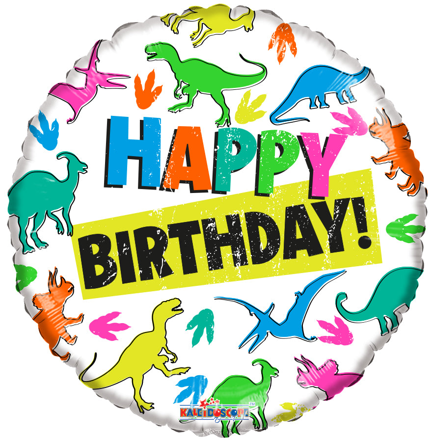 18" Happy Birthday Dino Silhouettes Gellibean Foil Balloons
