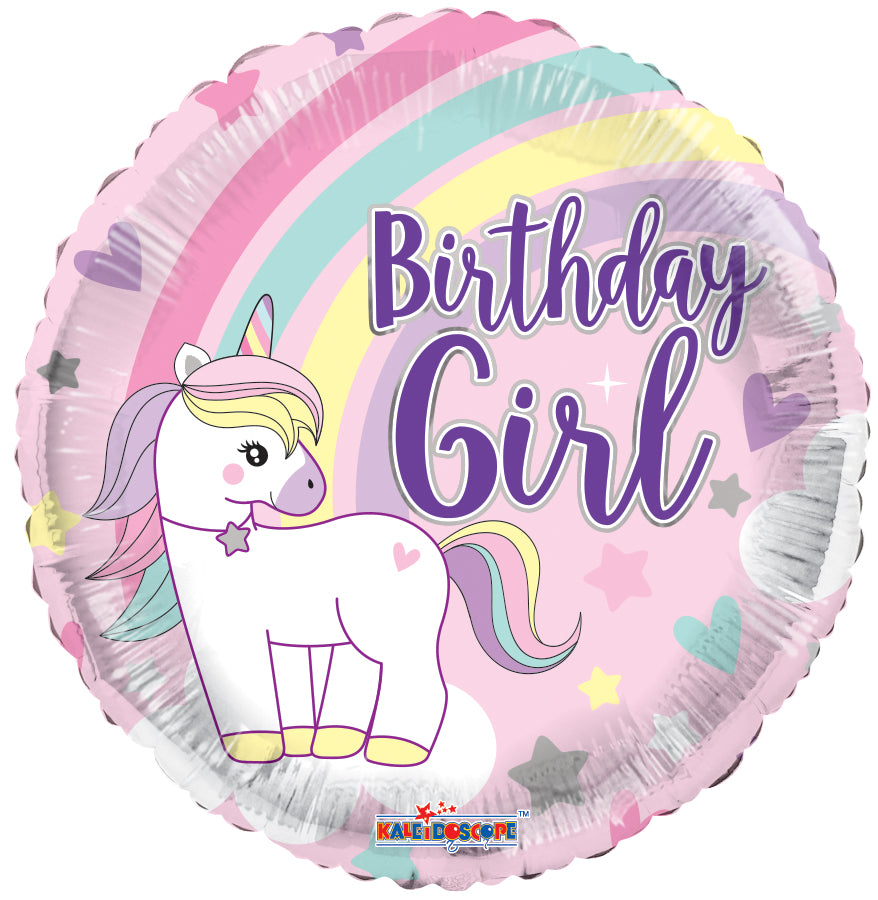 18" Birthday Girl Unicorn Foil Balloons