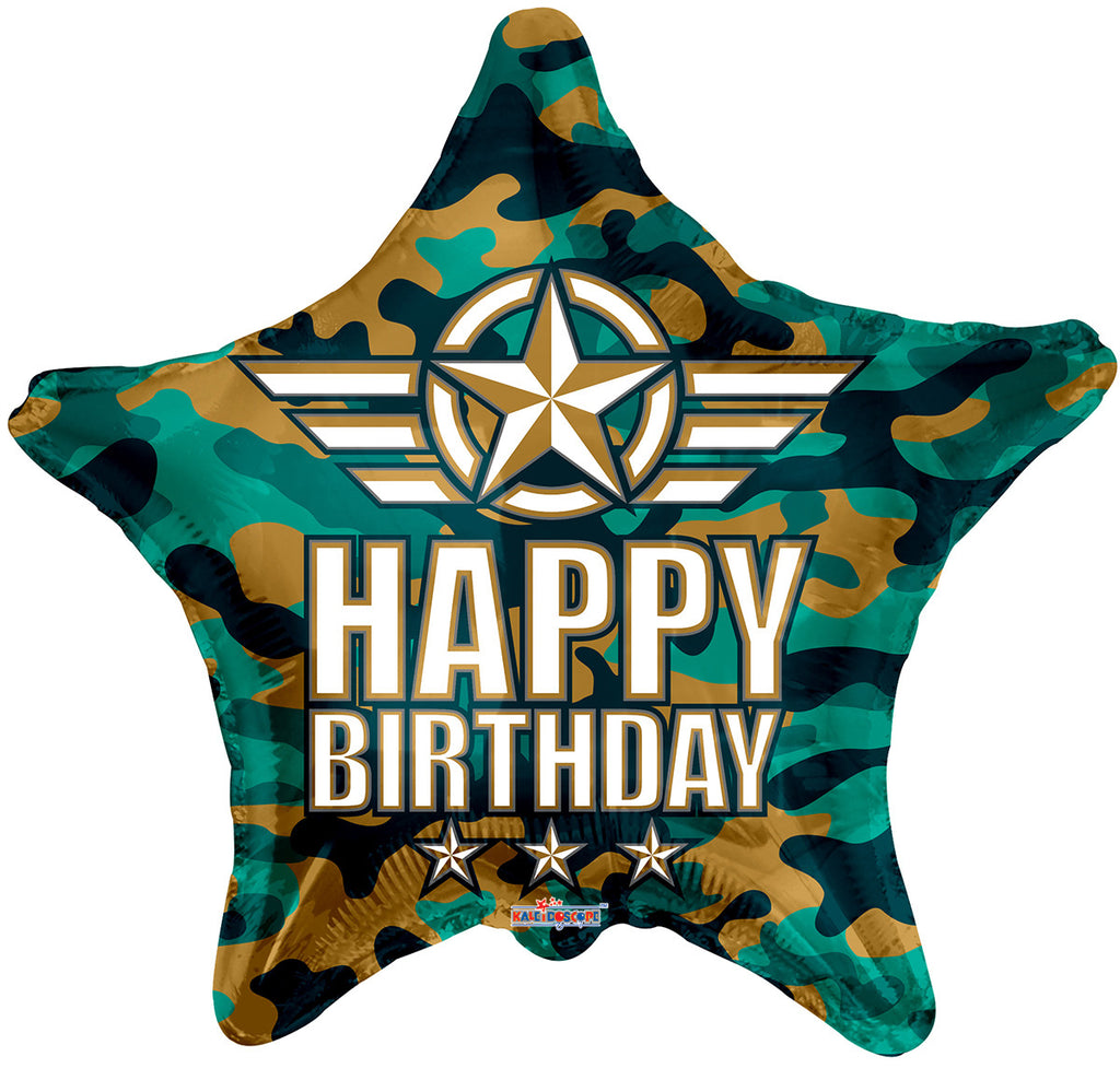 18" Birthday Camo Foil Balloons