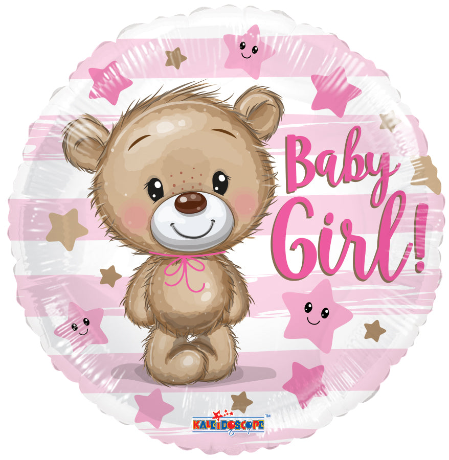 4" Airfill Only Baby Girl Bear Gellibean Foil Balloons