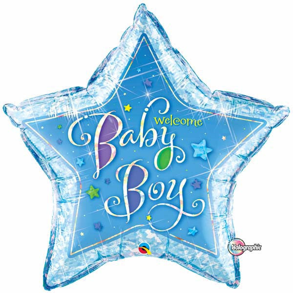 36" Welcome Baby Boy Stars Jumbo Balloon