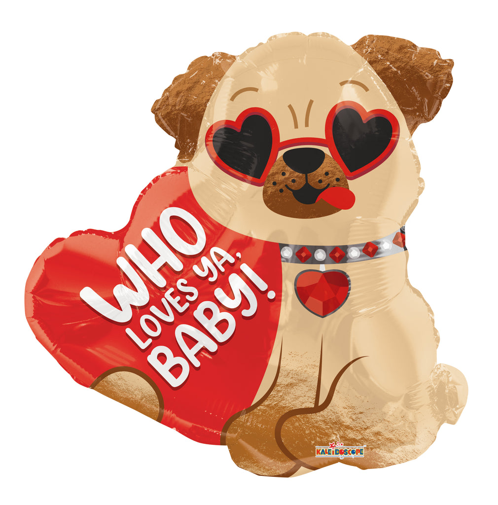 18" Loves Dog With Glasses Foil Balloon