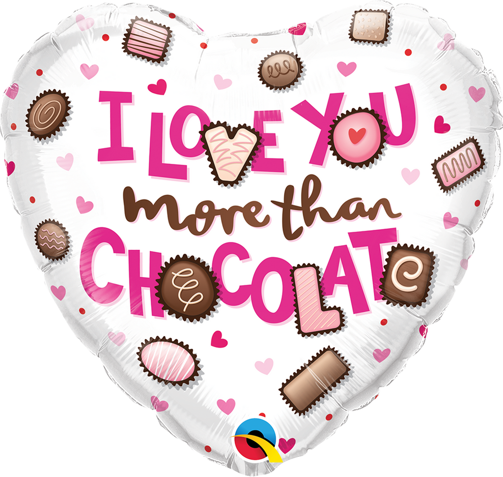 18" Heart I Love You More Than Chocolate Foil Balloon