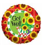 4" Airfill Only Get Well Sunflowers Balloon