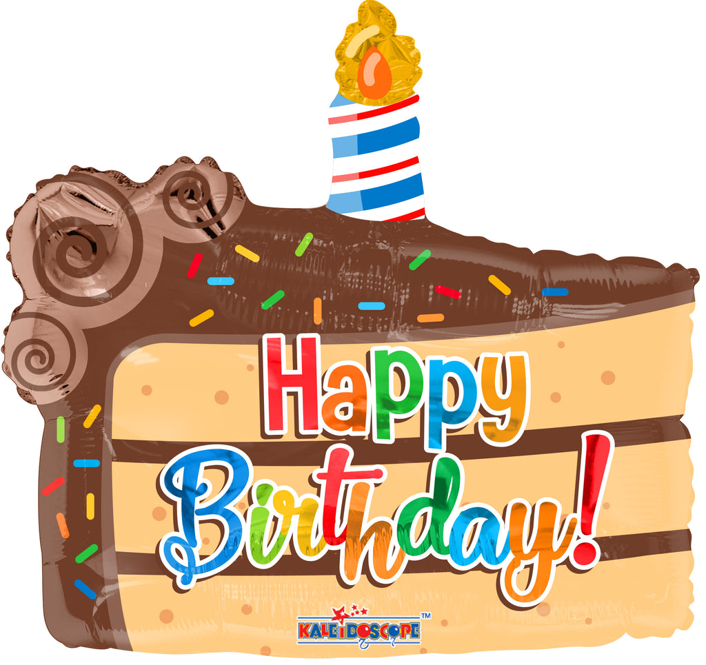 18" Birthday Slice Of Cake Foil Balloon
