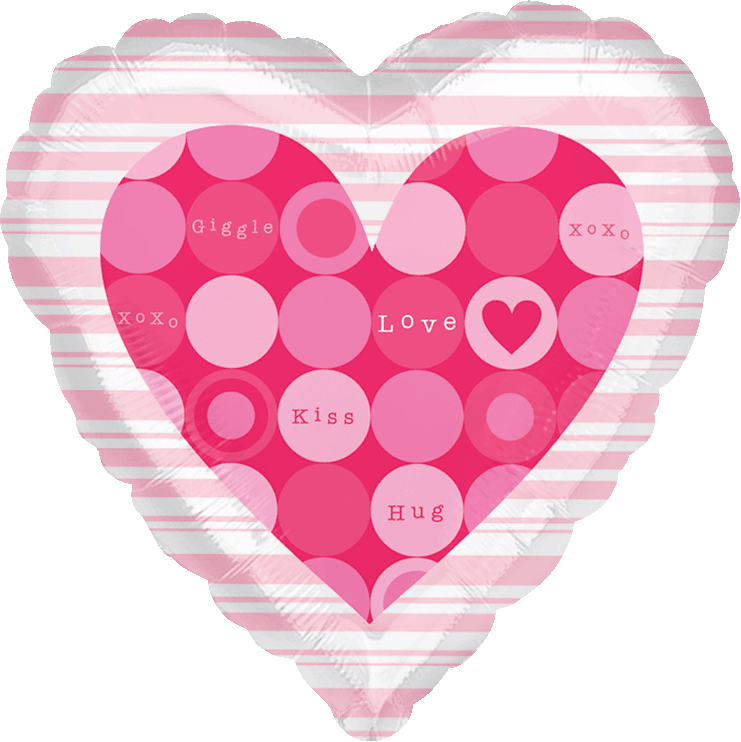 18" Standard Love Messages in Pink Dots Balloon