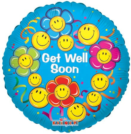 18" Get Well Smiling Flowers Balloon