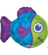 14" Airfill Only Blue & Green Fish Balloon
