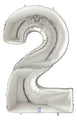 64" Foil Shaped Gigaloon Balloon Packaged Number 2 Silver