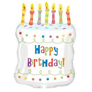 23" Happy Birthday Birthday Cake SuperShape Balloon