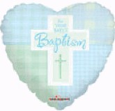 9" Airfill Only Baptism Boy Cross Balloon