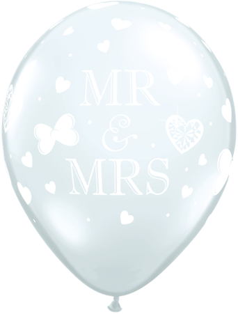 11" Diamond Clear (50 Count) Mr. And Mrs. Latex Balloons