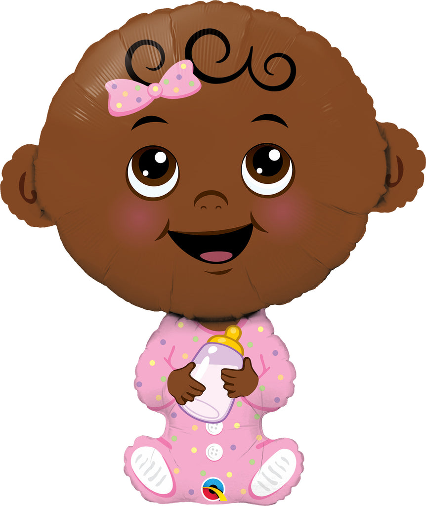 38" Shape Baby Girl-Brown Skin Tone Foil Balloon
