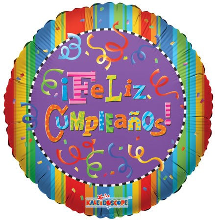 18" Feliz Cumpleanos Festive Balloon (Spanish)