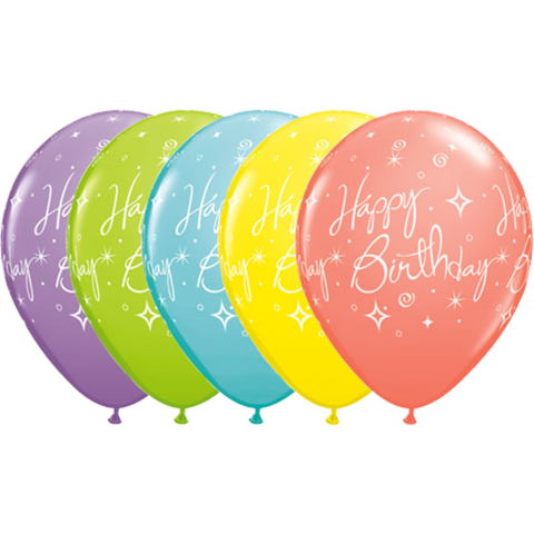 11" Sorbet Assorted (50 Count) Birthday Elegant Sparkles Latex Balloons