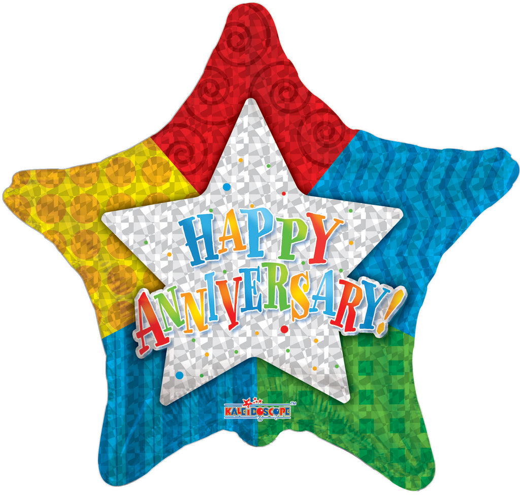 9" Airfill Only Anniversary Patterned Star Balloon