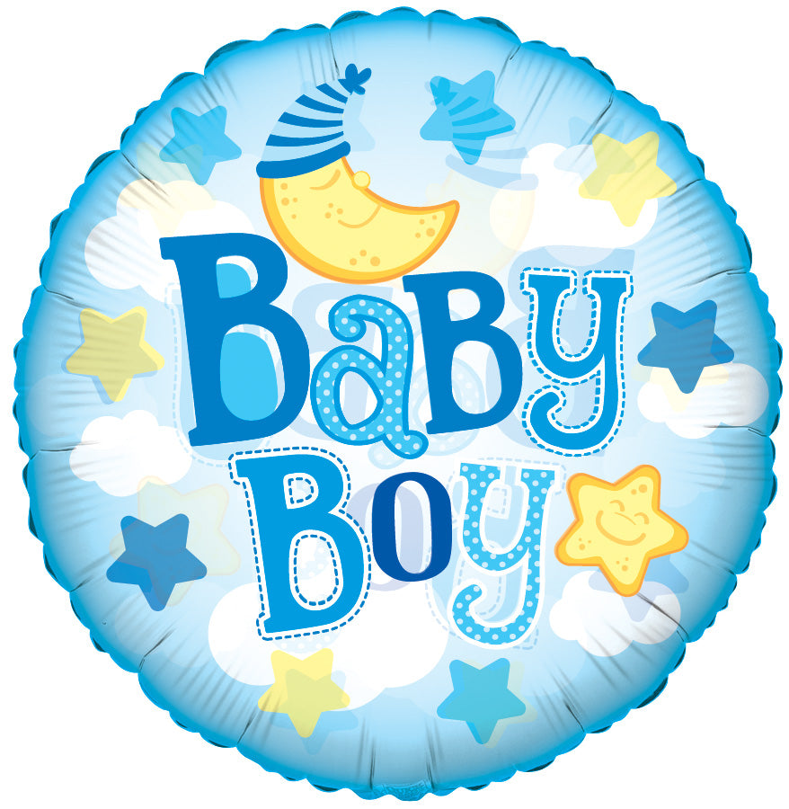 9" Airfill Only Baby Boy Moon Clear View Balloon