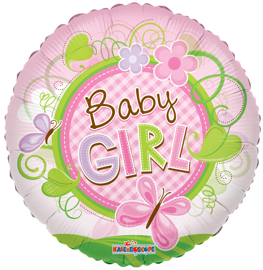 9" Airfill Only Baby Girl Butterfly Clear View Balloon