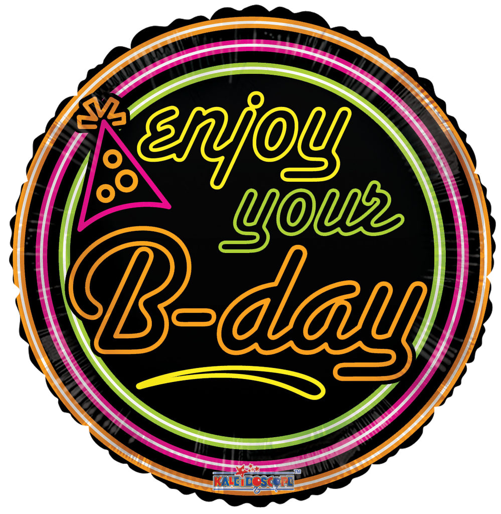 18" Enjoy Your B-Day Neon Gellibean Balloon