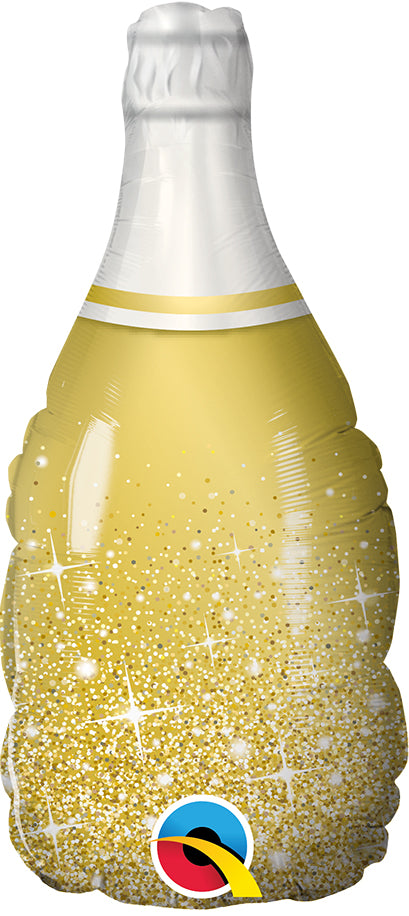 14" Airfill Only Mini Gold Bubbly Wine Bottle Foil Balloon