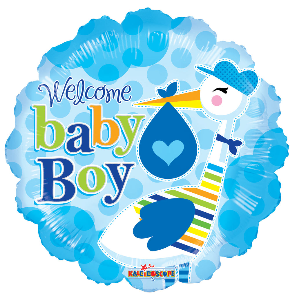 9" Airfill Only Baby Boy Stork Balloon
