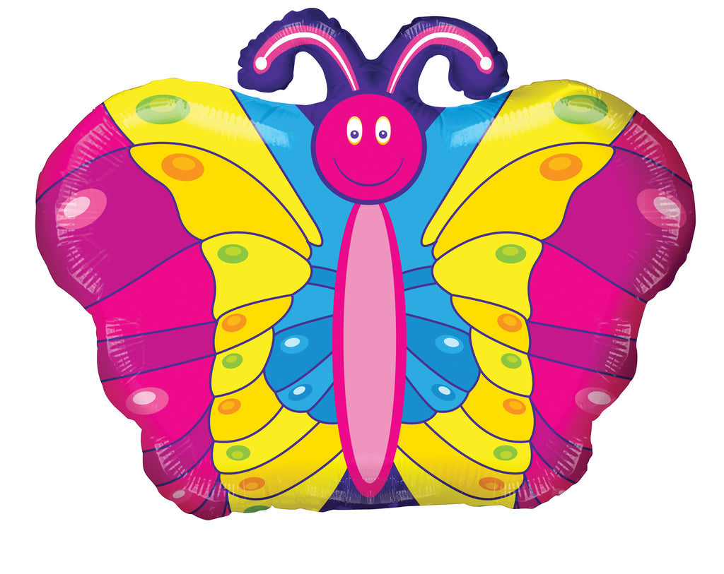 9" Airfill Only Colorful Butterfly Shape Foil Balloon