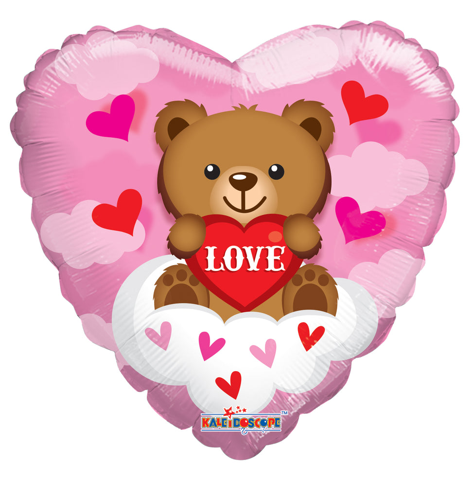 18" Love Bear & Clouds Love Clear View Balloon