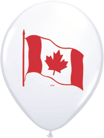11" Canada Flag White (50 Per Bag) Latex Balloons