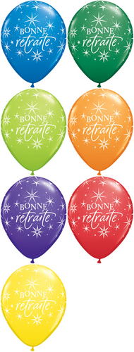 11" Carnival Assorted (50 Count) Bonne Retraite Eclats Latex Balloons