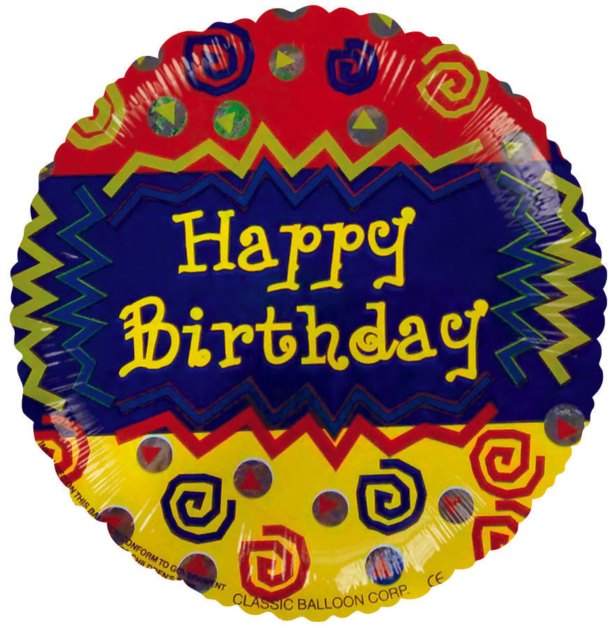 9" Airfill Only Happy Birthday Spirals & Zigzag Balloon