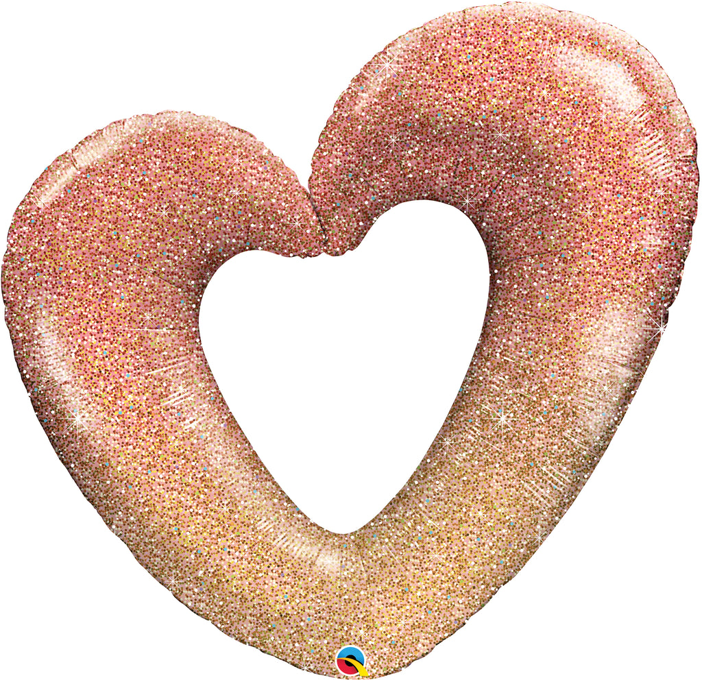 42" Rose Gold Glitter Ombre Heart Foil Balloon