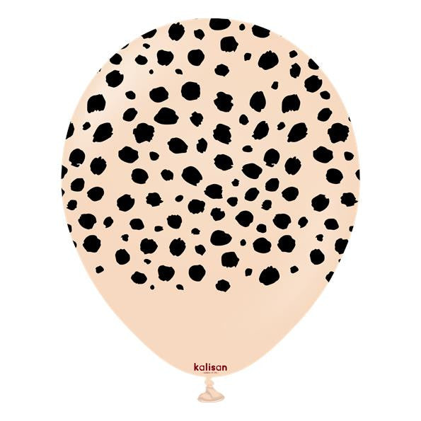 12" Safari Cheetah Blush Printed Kalisan Latex Balloons (25 Per Bag)