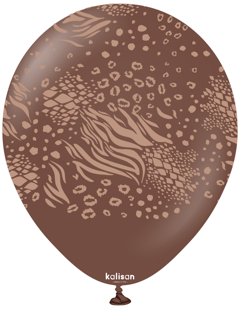 12" Balloons Printed Mutant Safari Standard Chocolate Brown Kalisan (25 Per Bag)