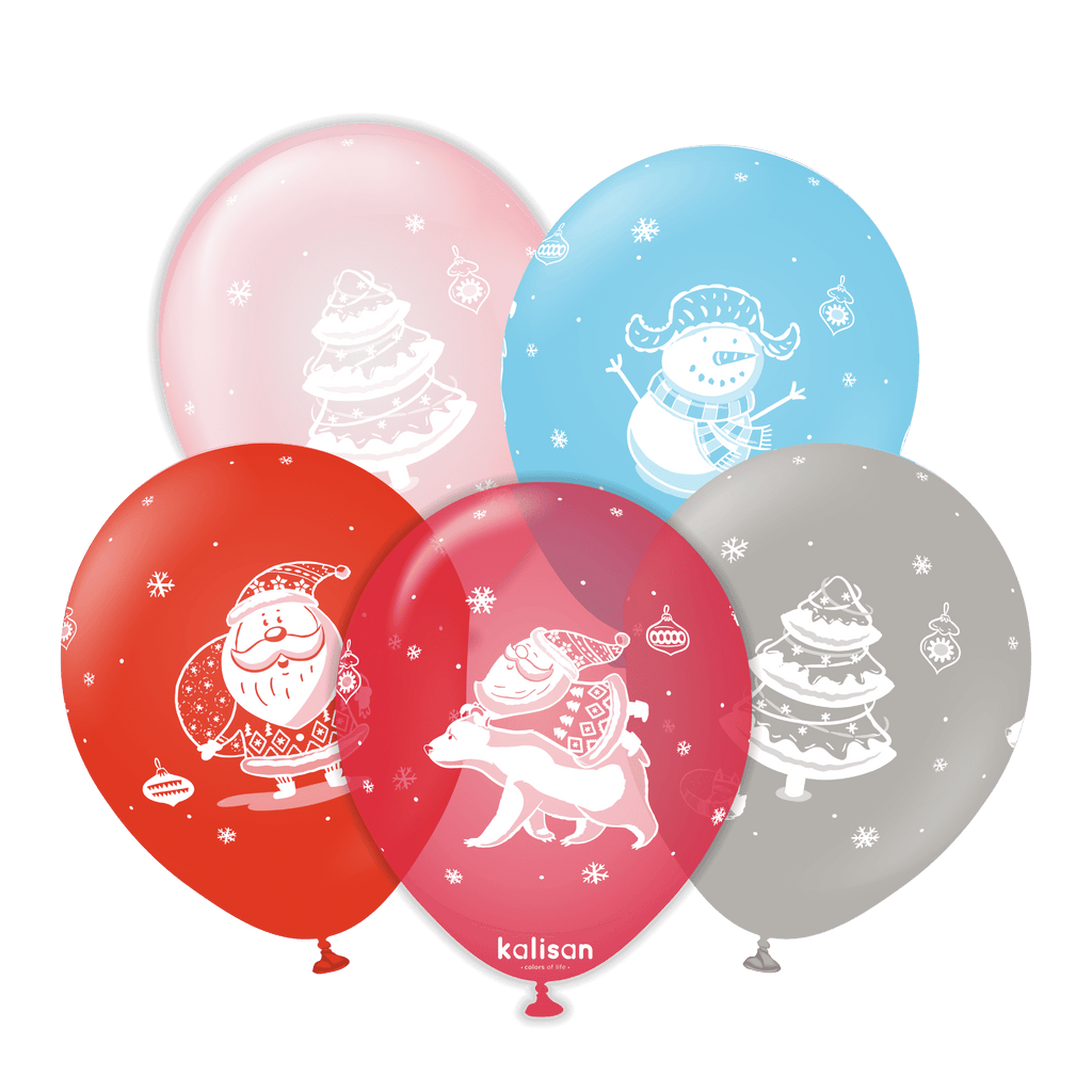 12" Christmas Santa Claus Kalisan Printed Latex Balloons (25 Per Bag)