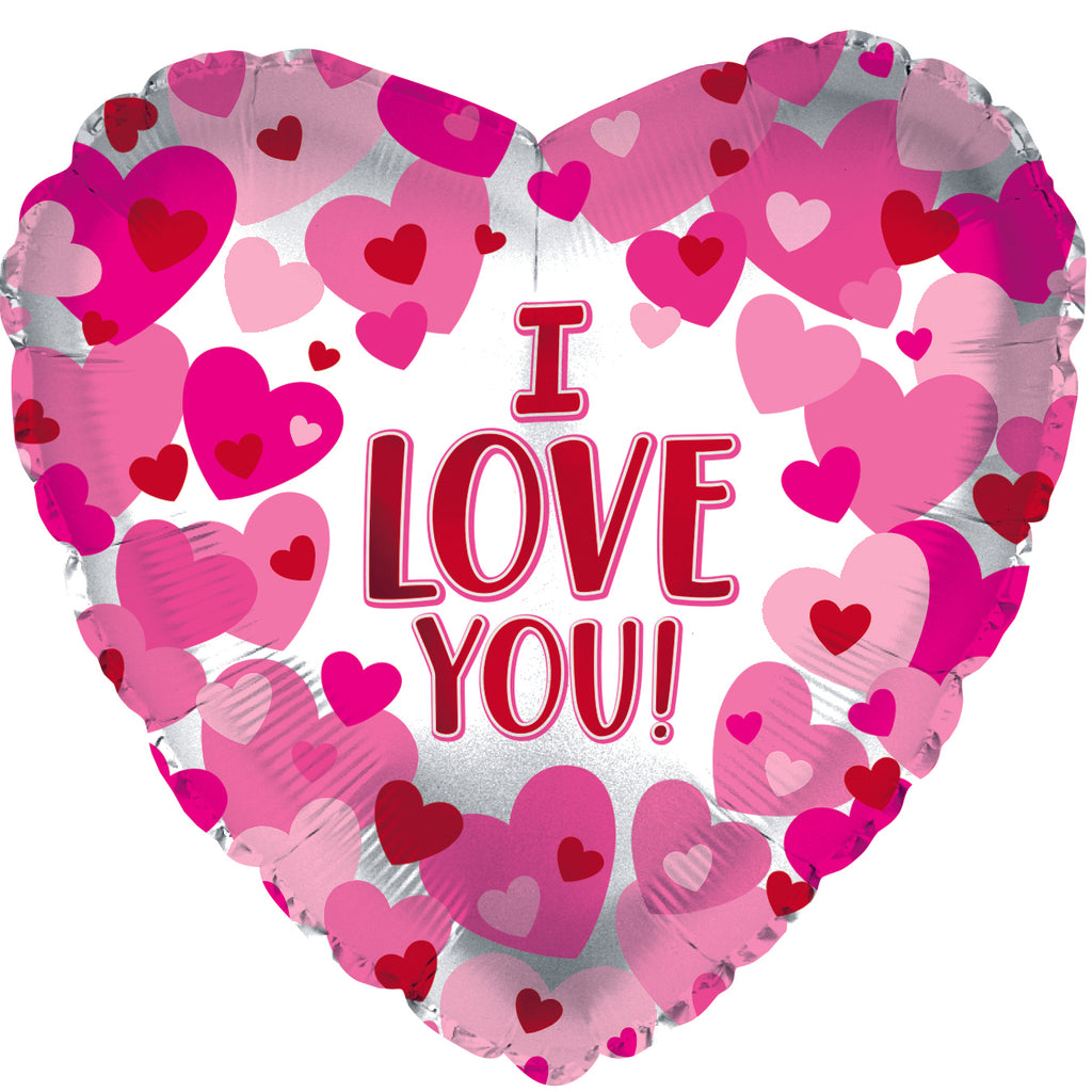 17" I Love You Hearts On Pearl Foil Balloon