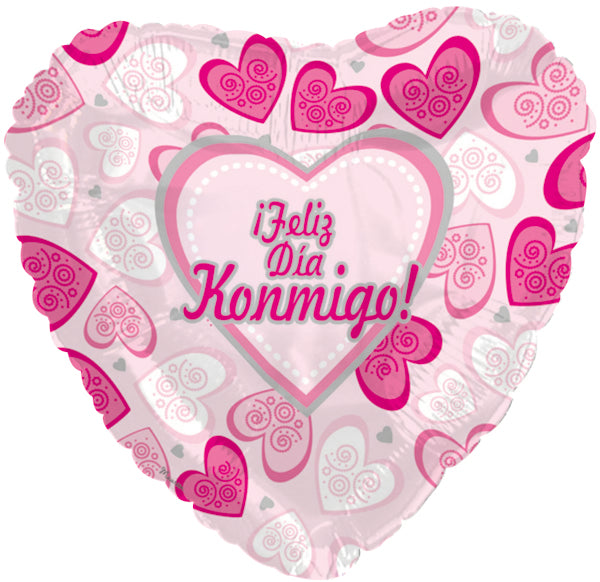 18" Feliz Dia Konmigo Pink Balloon (Spanish)