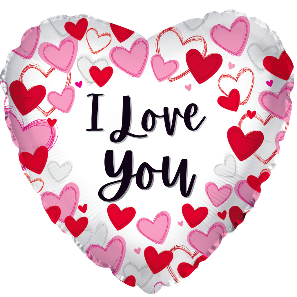 17" I Love You Heart Border Foil Balloon