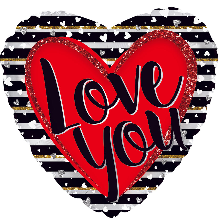 18" Love You Stripes Foil Balloon