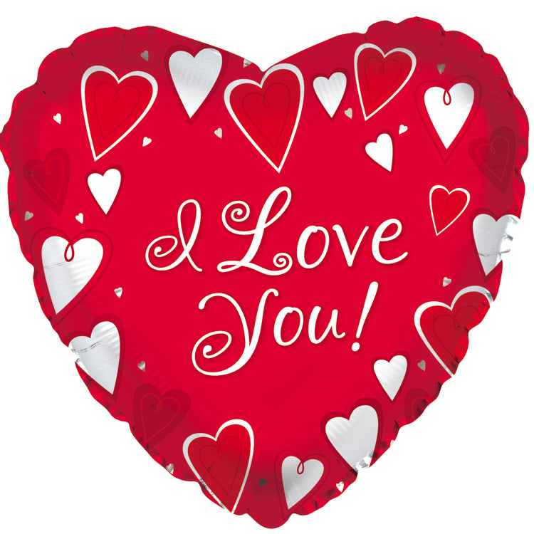 18" I love you Classic Hearts Balloon