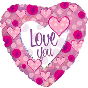 18" Love You Pink Polka Dot Dazzeloon Balloon