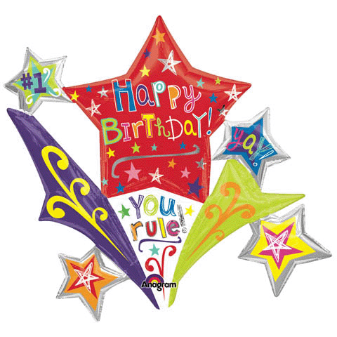 37" Birthday Stars Connext SuperShape Balloon